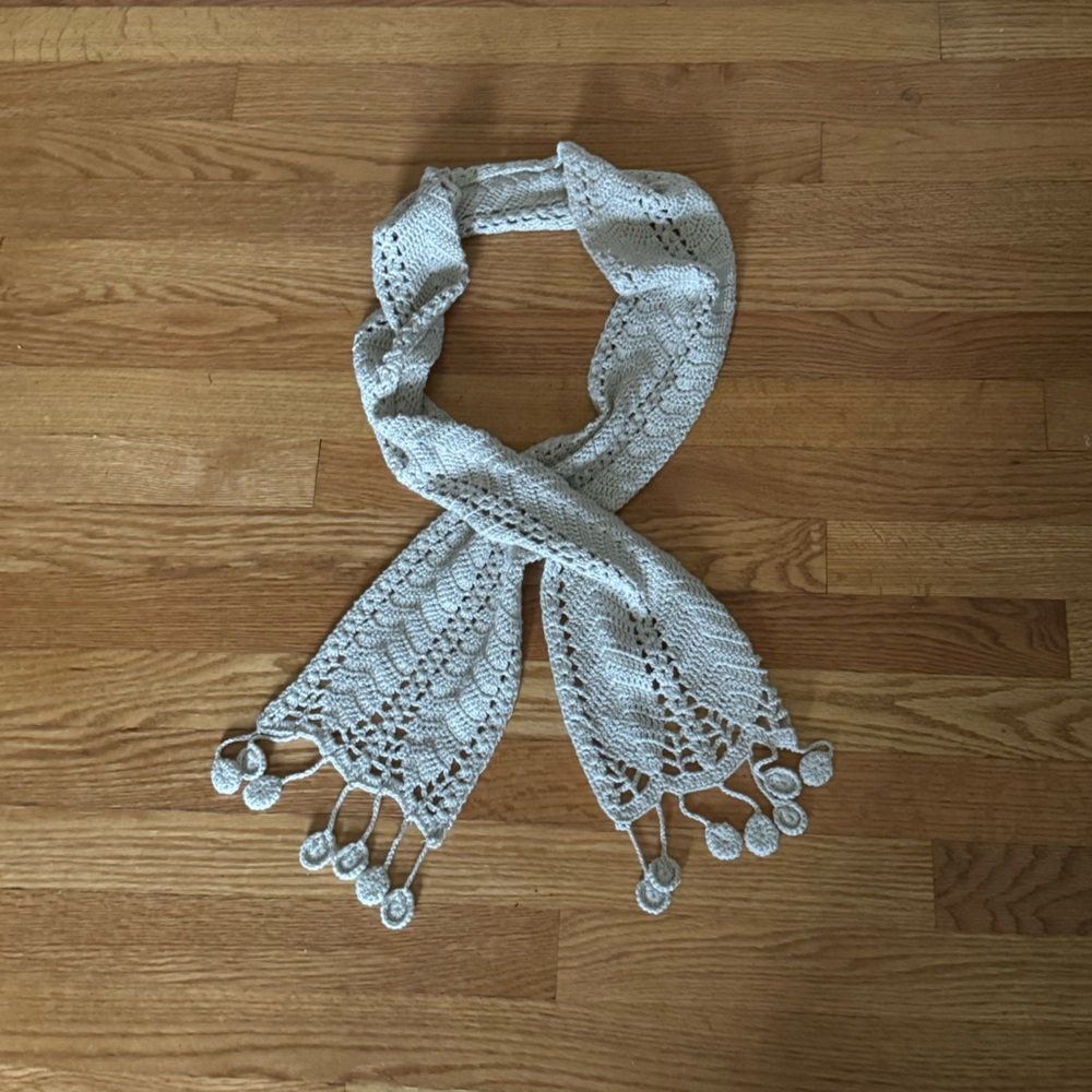 VTG Crochet Scarf Y2K Tassels Cottage Core Festival Coachella Cottagecore Boho